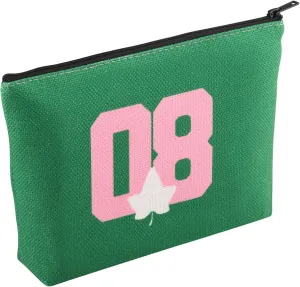 KUIYAI Paraphernalia Cosmetic Bag Since 1908 Gift Pink and Green Sorority Makeup Bag Black Greek Gift for Sister (1908Makeup)