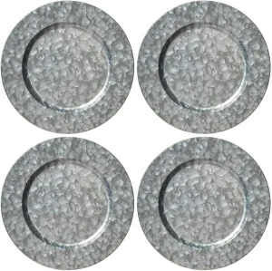 KX-WARE Silver Galvanized Steel Charger Plate, 13-inch Classic Charger Plates Dinnerware Dishes, Set of 4