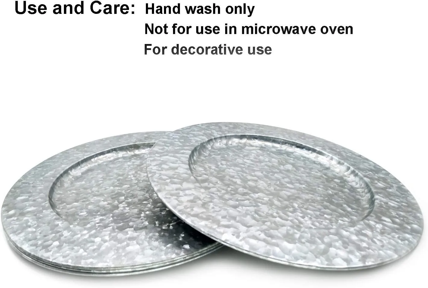 KX-WARE Silver Galvanized Steel Charger Plate, 13-inch Classic Charger Plates Dinnerware Dishes, Set of 4