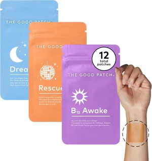 LA MEND The Good Patch Get Balance Mixed Bundle - Vitamin B12 Awake, Recovery, and Sleep Patches - Sustained Release Plant Powered Adhesive Patches for Adults (12 Total Patches)