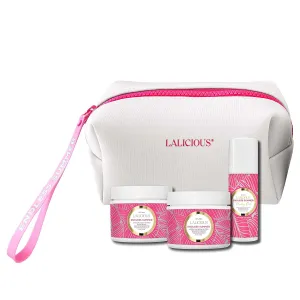 LaLicious Endless Summer Travel Body Care Set - Includes Gentle Body Exfoliator & Sugar Scrub   Hydrating Whipped Body Butter   Moisturizing Body Oil - Glowing Skin Essentials Body Care Kit