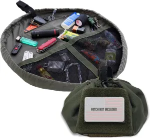 Lay-n-Go Defender Tactical Bag for Gear - Multifunctional Lay-Flat Military Tactical Travel Sack w/Zippered & Mesh Pockets - Water-Resistant, Machine-Washable Utility Tool Bag (20", Green)