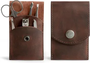Leather Double Nail Clipper Case, Travel Scissors Cover for Men & Women, Grooming Kit Cases, Personal Manicure Set Organizer, Mens Care, Clippers, Fingernail Trimming, Toenail Pedicure, Nails Cutting
