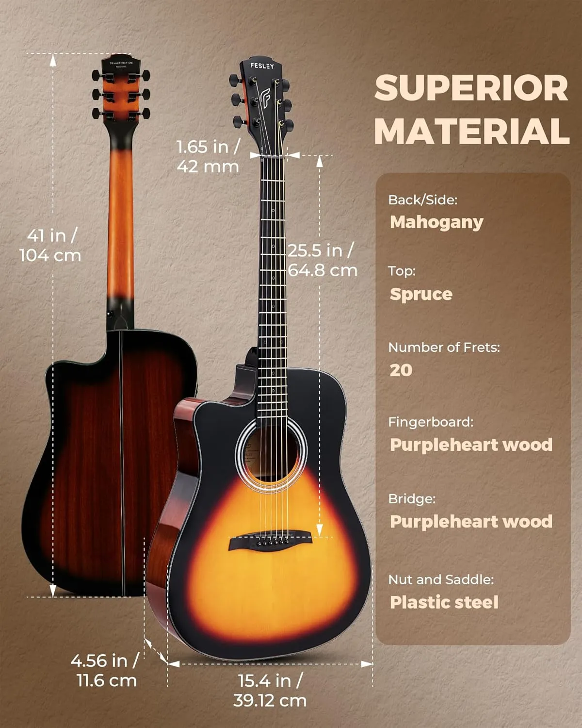 Left Handed Acoustic Electric Guitar Kit, 41 Inch Full Size 6 String Cutaway Acoustic Guitar for Beginner Adults, Guitarra Electroacústica with Steel String, Built-in EQ, Gig Bag, Capo, Strap