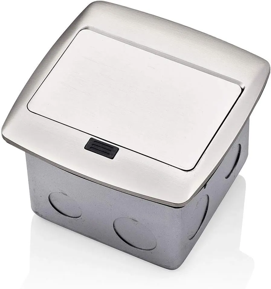 Leviton PFUS2-BN Pop-Up Floor Box with Dual Type A, 3.6 Amp USB Charger, 20Amp Outlet, Brushed Nickel