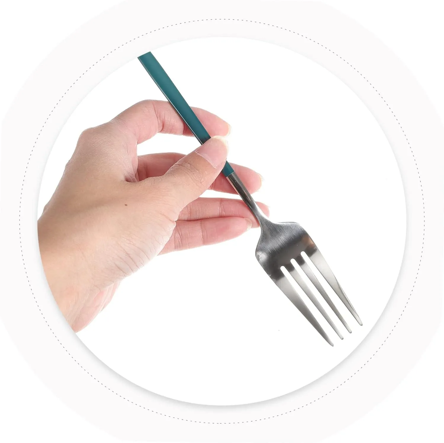 LIFKOME Green 3-piece Portable Cutlery Set Stainless Steel Fork Spoon Multifunctional Tableware Easy to Clean Carry