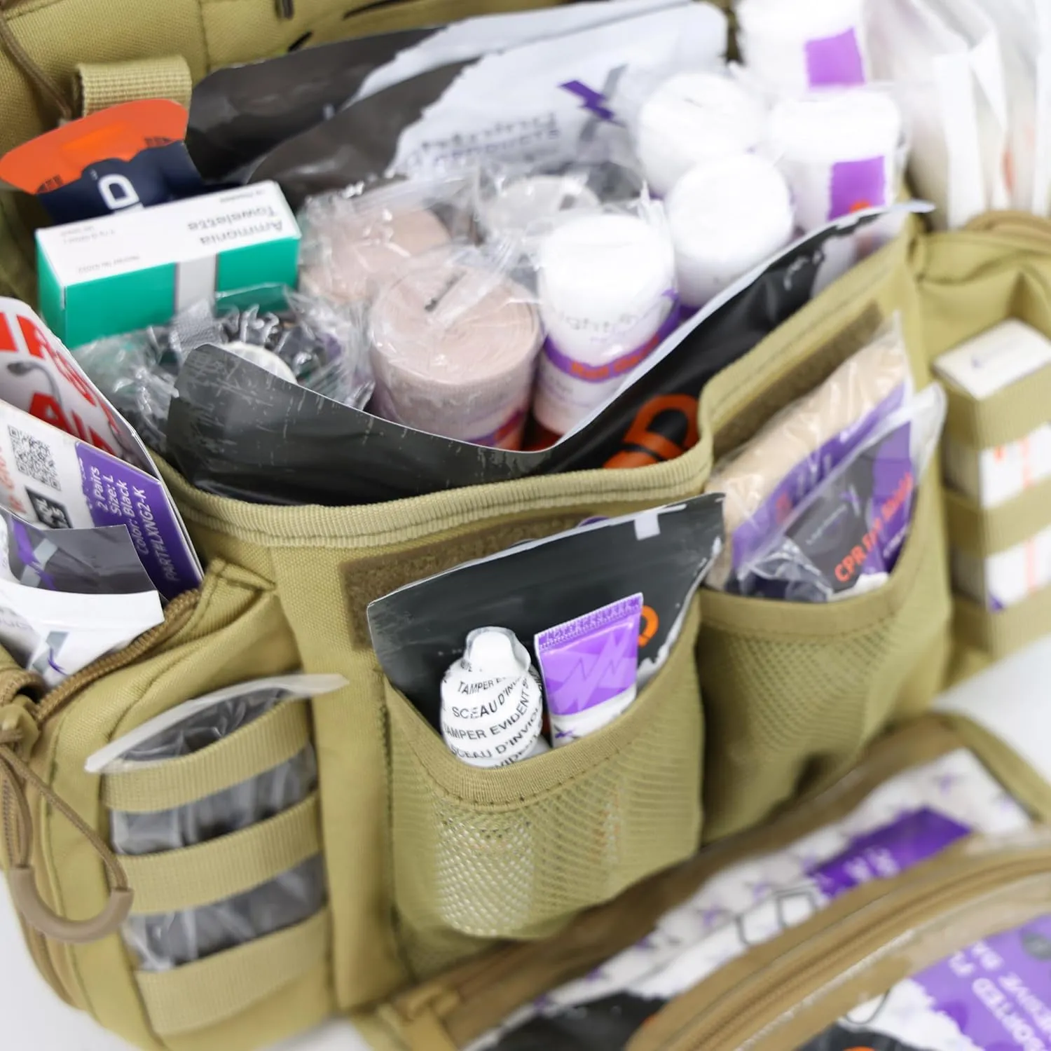 Lightning X Fully Stocked Tactical Shoulder Sling Pack | MB15-SKA | First Aid Responder Medic Kit - TAN