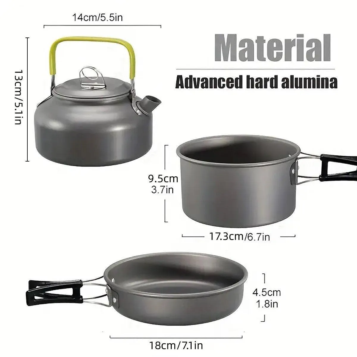Lightweight Camping Cookware Set Outdoor Cooking Gear 3 Piece Travel Cook Set