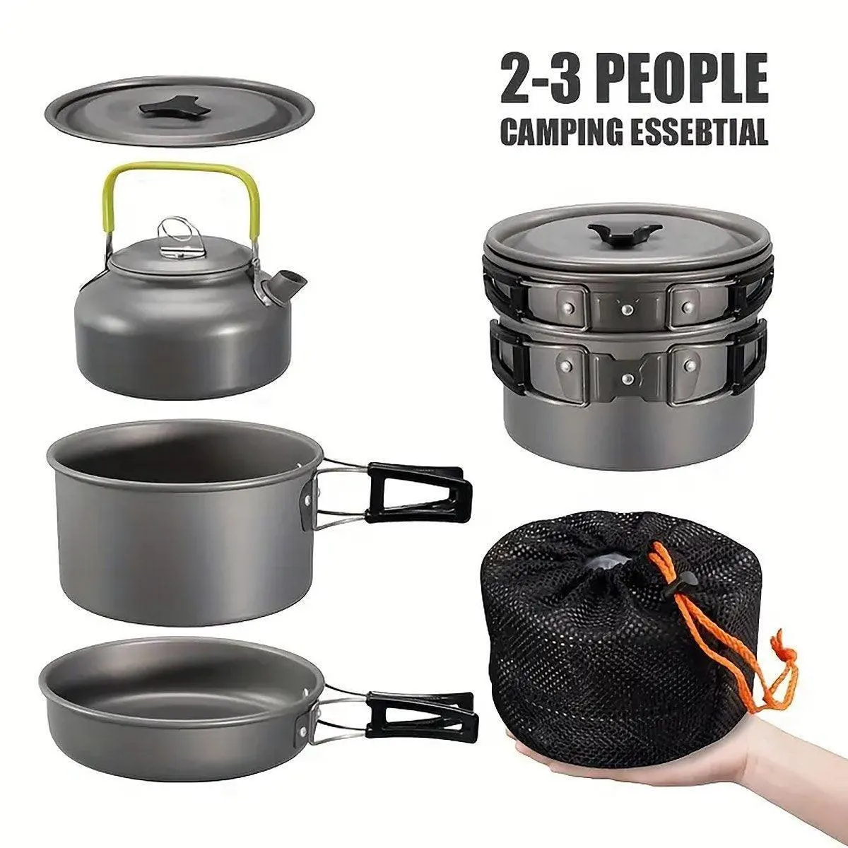 Lightweight Camping Cookware Set Outdoor Cooking Gear 3 Piece Travel Cook Set