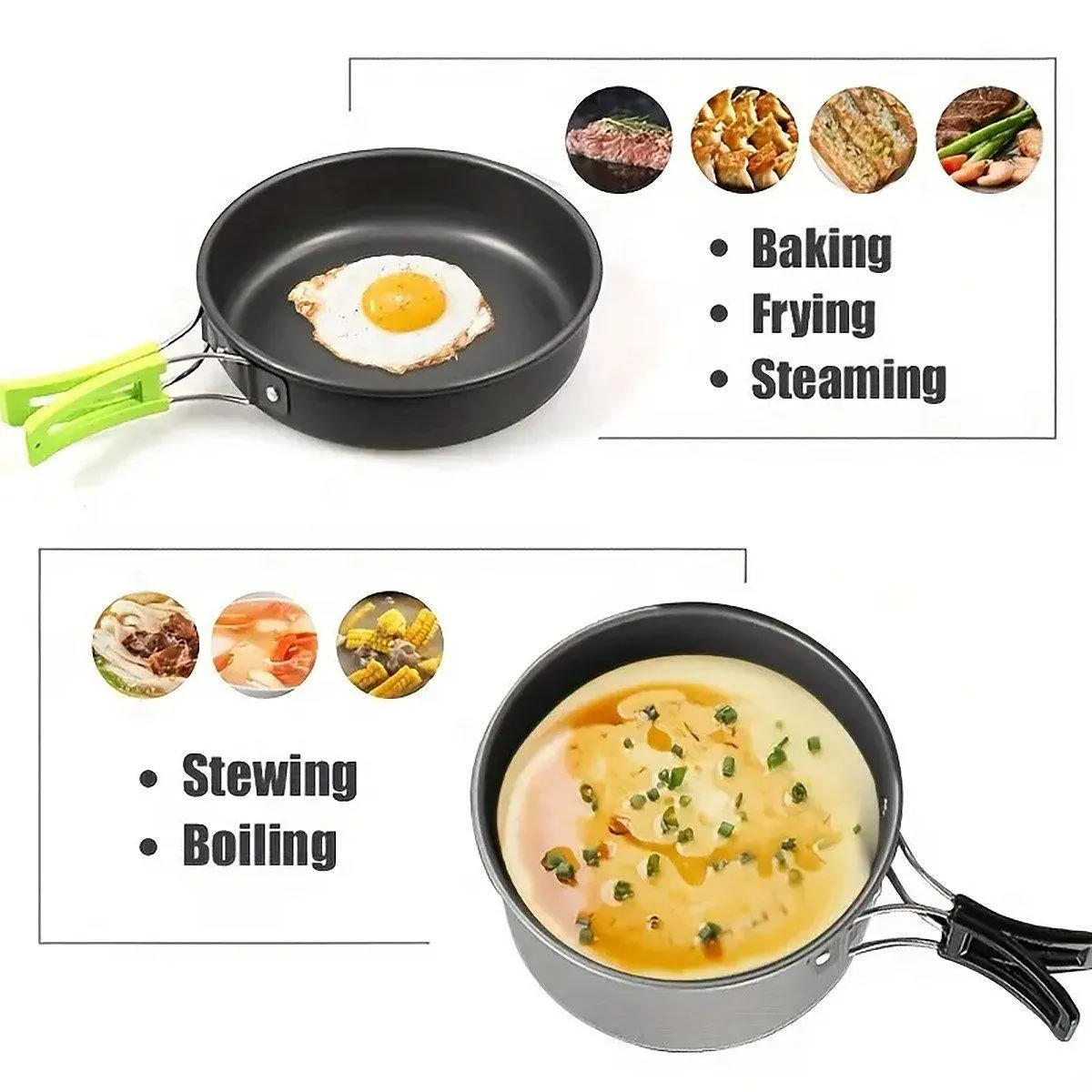 Lightweight Camping Cookware Set Outdoor Cooking Gear 3 Piece Travel Cook Set