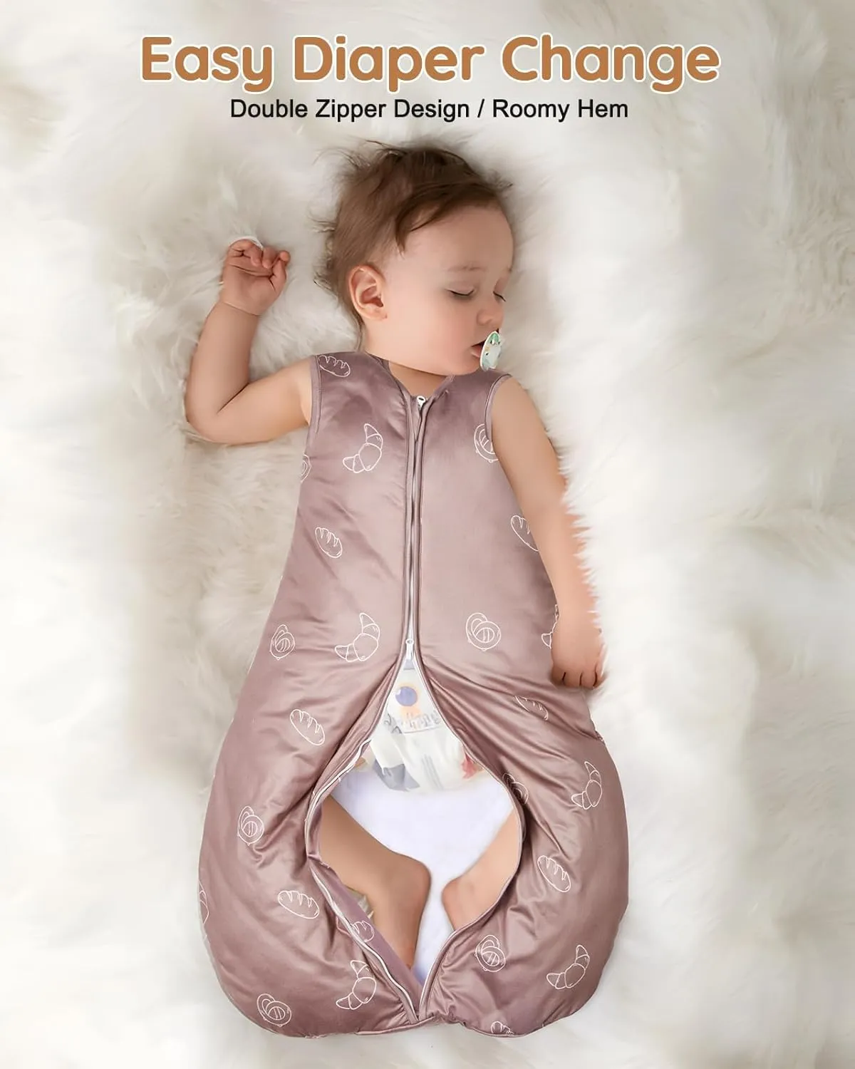 Lilian&Gema Baby Sleep Sack 2.5 Tog Winter Baby Wearable Blanket Sleeveless Infant Cotton Sleeping Sack 2-Way Zipper
