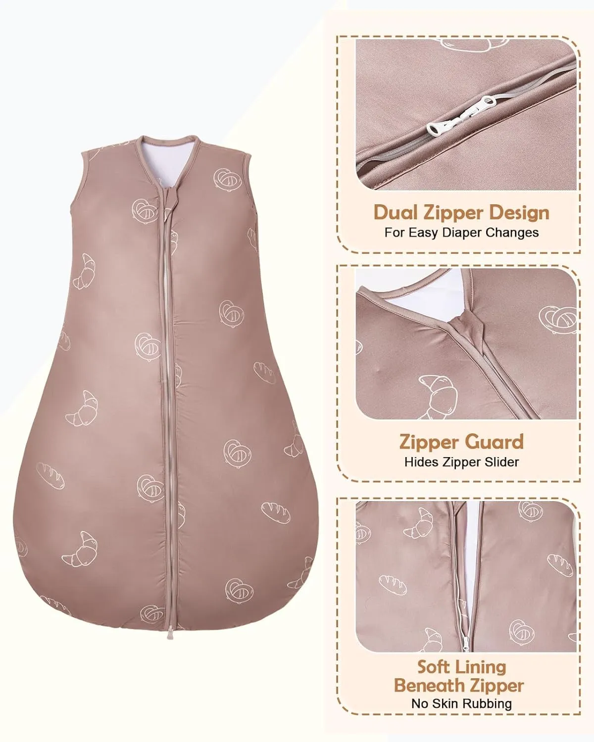 Lilian&Gema Baby Sleep Sack 2.5 Tog Winter Baby Wearable Blanket Sleeveless Infant Cotton Sleeping Sack 2-Way Zipper