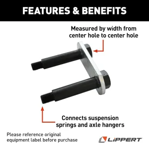 Lippert Replacement 2.25" Shackle Link Assembly for RV Trailer Suspension Systems, Includes 2 Shoulder Bolts, 1 Shackle Link Plate - 125675