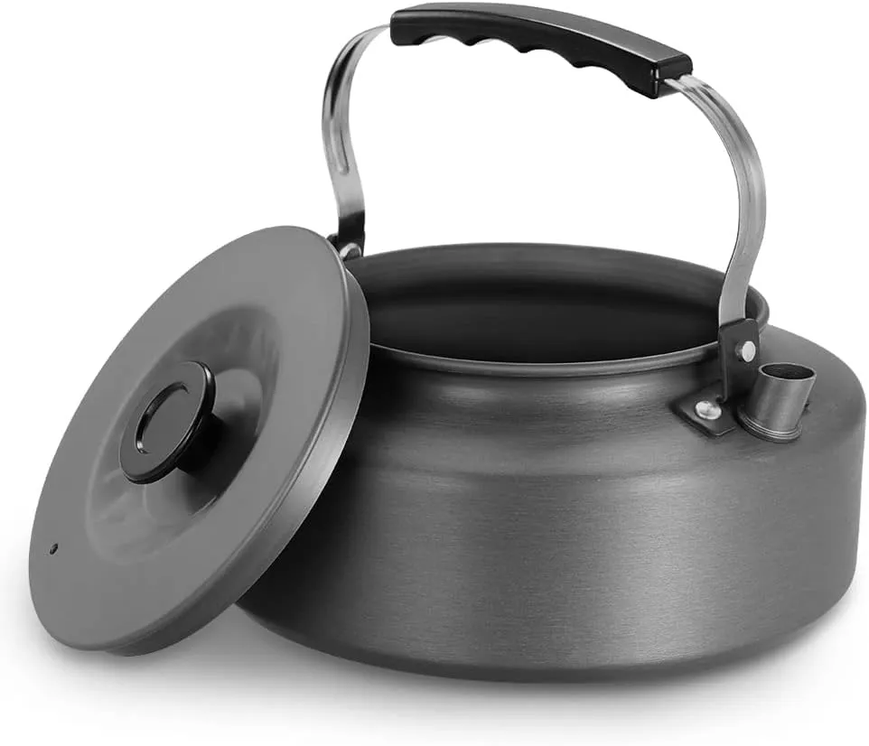 Lixada 1.6L Portable Water Kettle Water Pot Teapot Coffee Pot Indoor Aluminum Alloy Tea Kettle Outdoor Camping Hiking Picnic Pot