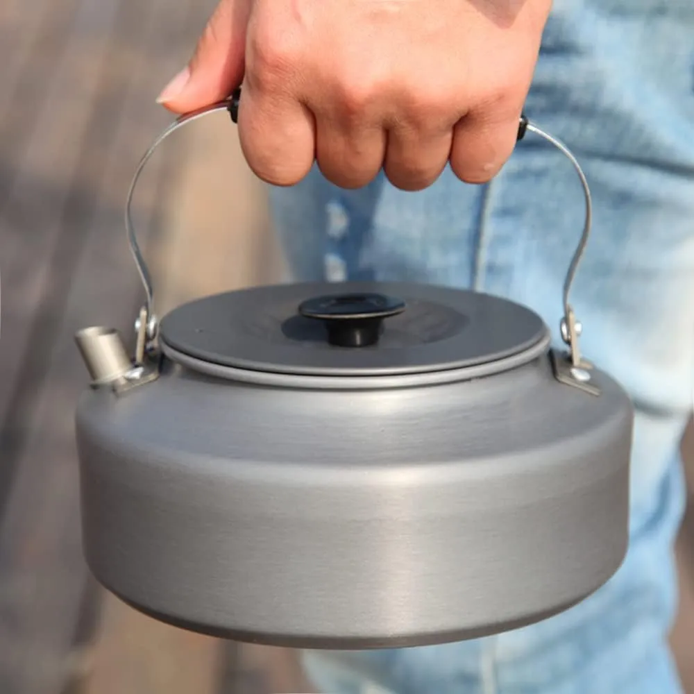 Lixada 1.6L Portable Water Kettle Water Pot Teapot Coffee Pot Indoor Aluminum Alloy Tea Kettle Outdoor Camping Hiking Picnic Pot