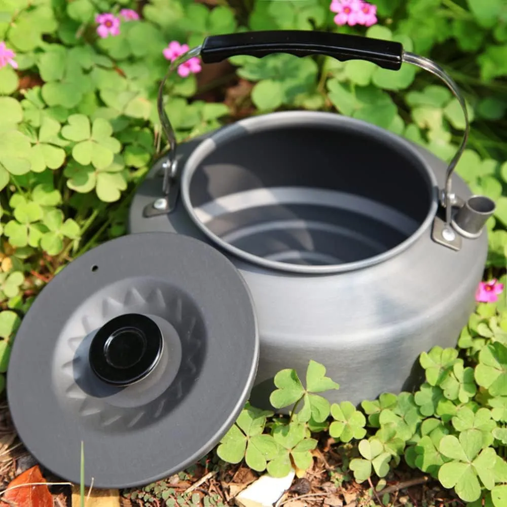 Lixada 1.6L Portable Water Kettle Water Pot Teapot Coffee Pot Indoor Aluminum Alloy Tea Kettle Outdoor Camping Hiking Picnic Pot