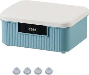 Lockable Storage Bin Outdoor Lock Box Plastic Storage Container Versatile Organizer with Changeable Lock for Home Office School Travel Business (White&Blue, 9 Liters)