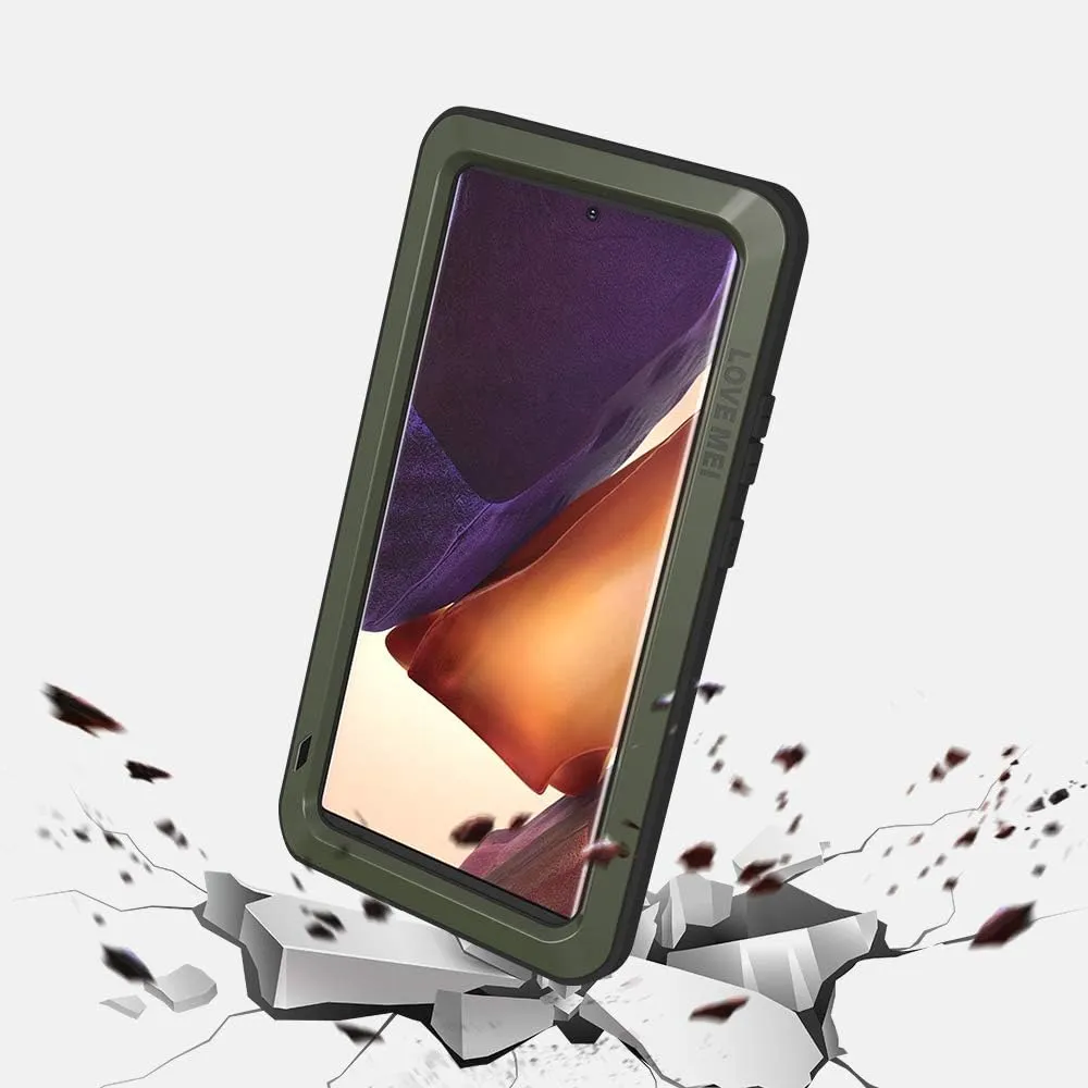 LOVE MEI Military Rugged Case For Samsung Galaxy Note 20 Ultra, without Tempered Glass Screen Protector, Shockproof Dustproof Scratch Proof Hybrid Metal and Silicone Gel Heavy Duty Full Body Cover