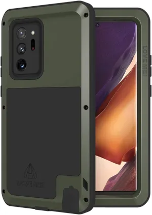 LOVE MEI Military Rugged Case For Samsung Galaxy Note 20 Ultra, without Tempered Glass Screen Protector, Shockproof Dustproof Scratch Proof Hybrid Metal and Silicone Gel Heavy Duty Full Body Cover