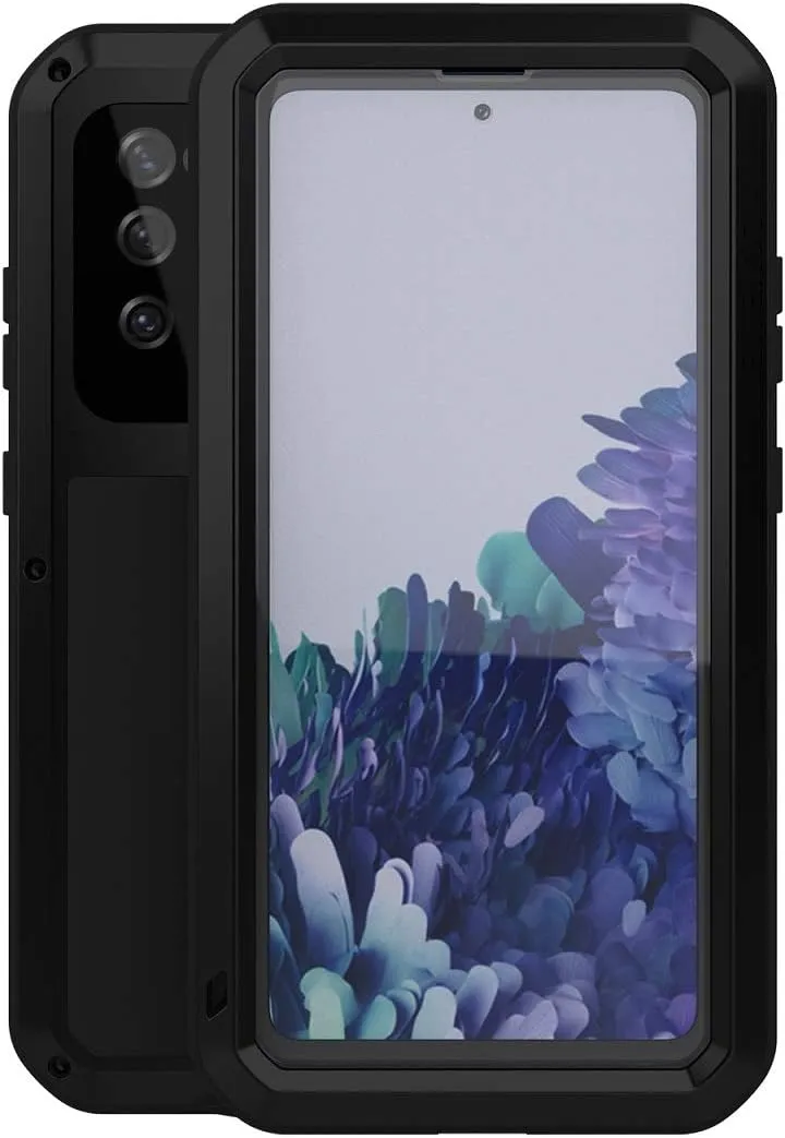 LOVE MEI Military Rugged Case For Samsung Galaxy S20 FE 5G, with Tempered Glass Screen Protector, Shockproof Dustproof Scratch Proof Hybrid Metal and Silicone Gel Heavy Duty Full Body Cover for S20 FE