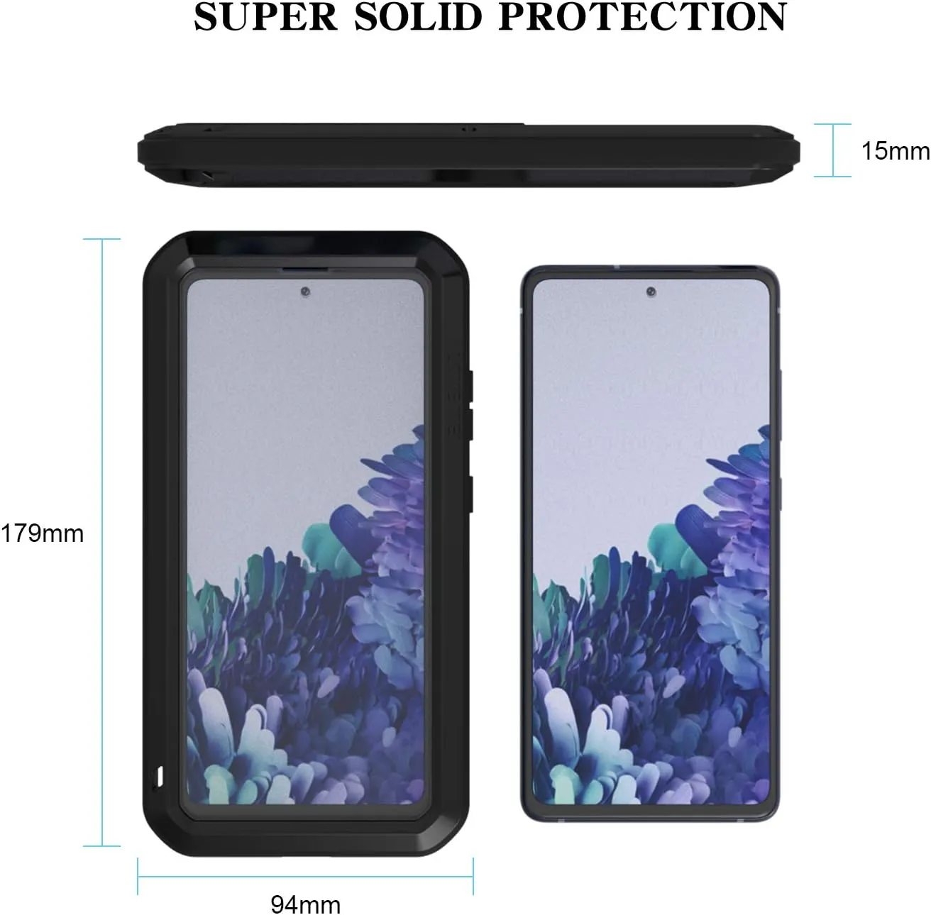 LOVE MEI Military Rugged Case For Samsung Galaxy S20 FE 5G, with Tempered Glass Screen Protector, Shockproof Dustproof Scratch Proof Hybrid Metal and Silicone Gel Heavy Duty Full Body Cover for S20 FE