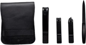LUNIZ Manicure Set Mini Personal Care Set Portable Nail Clippers 3 Pieces Built in Nail File Black Travel Ladies Men Manicure Nail Clippers Kit