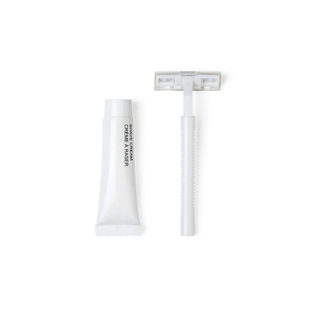LUXURY NECESSITIES - Bulk Shave Kit Shave Kit | 200 Count| Includes Twin Blade Razor and Moisturizing Shave Cream | Individually Boxed Hotel Amenities| Mini Travel Size Toiletries