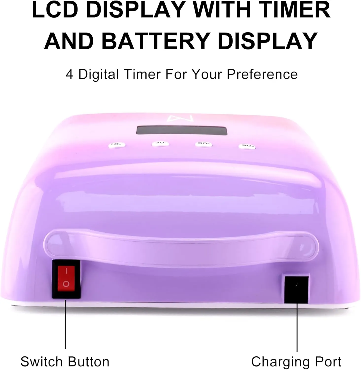 M - NEO Cordless & Rechargeable Nail Curing Lamp 78W with 4 LCD Time Display Timer, Auto Sensor, and Spacious Interior for All Hand Sizes and Nail Lengths (Leopard)