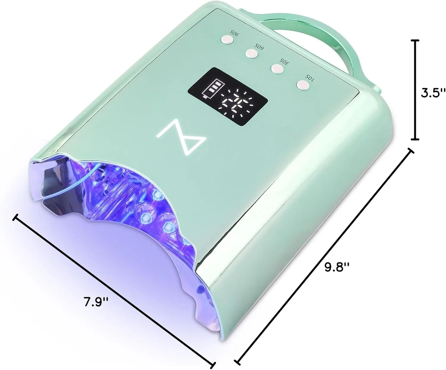 M - NEO Cordless & Rechargeable Nail Curing Lamp 78W with 4 LCD Time Display Timer, Auto Sensor, and Spacious Interior for All Hand Sizes and Nail Lengths (Mermaid)