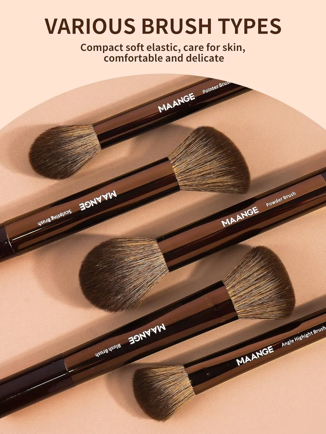 MAANGE 13 PCS Makeup Brushes Professional Make Up Brushes Premium Synthetic Powder Concealers Brushes Travel Makeup Brush Set with Case (Brown)