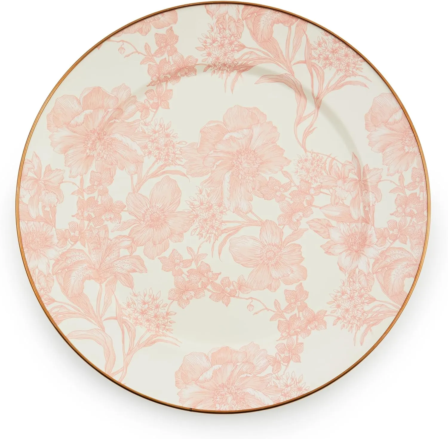 MACKENZIE-CHILDS Enamel Charger Plate, Decorative Plate for Home Decor, 12 Inches, Rosy English Garden