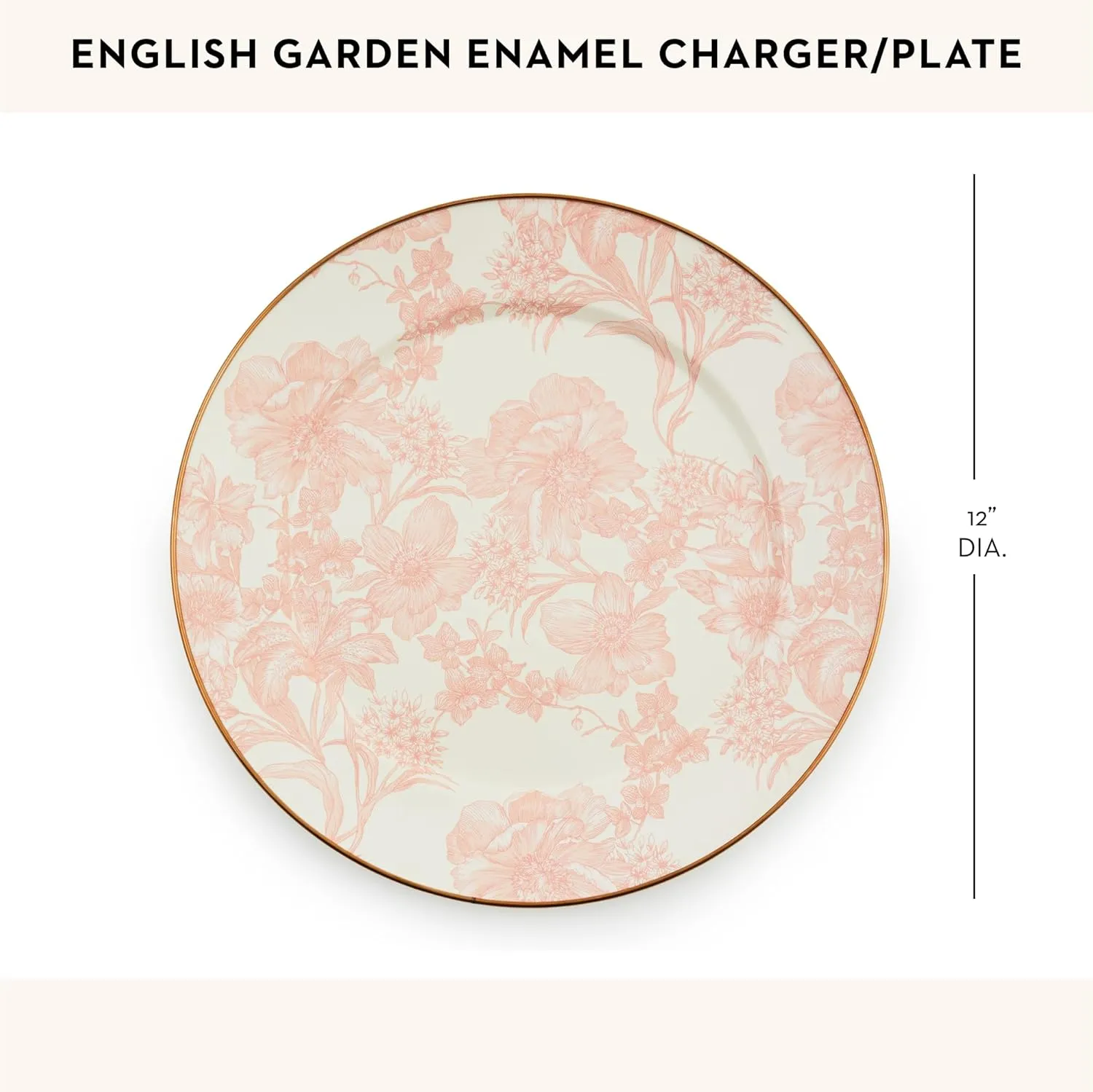 MACKENZIE-CHILDS Enamel Charger Plate, Decorative Plate for Home Decor, 12 Inches, Rosy English Garden