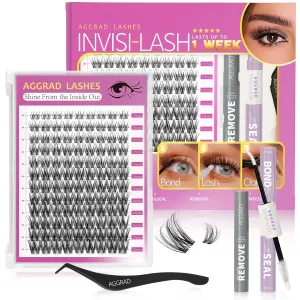 Magic Lash Clusters Kit 8-18mm Volume Wispy Fluffy Eyelashes Cluster Extension Kit D Curl Individual DIY Fake Lashes Extension Kit with Lash Bond and Seal Waterproof False Eyelashes Clusters Kit