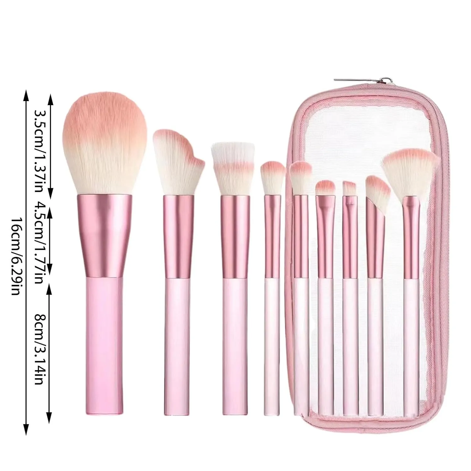 Makeup Brush Set with Organizer Bag, 9 Pcs Premium Synthetic Powder Foundation Brush,Eyeliner Blending Contour Concealer Eyeshadow Brush,Birthday Gifts for Women