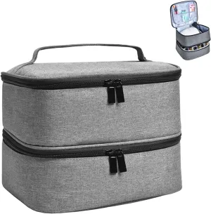 Manicure Tools Organiser Case, Detachable 2 Layers Nail Polish Nail Varnish Case Nail Varnish Storage Bag Nail Varnish Travel Carrying Case for Nail Polish Tools Kit (Empty Case) (Grey)