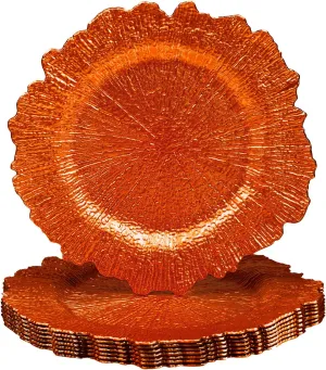 MAONAME 13" Orange Charger Plates, Round Reef Chargers for Dinner Plates, Plastic Plate Chargers for Table Setting, Wedding Decor, Set of 8