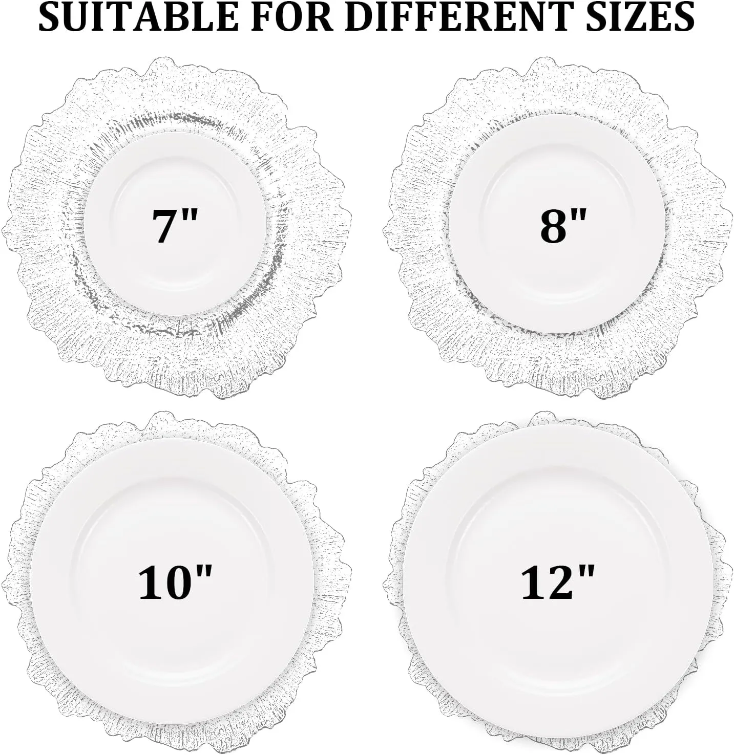 MAONAME 13" Orange Charger Plates, Round Reef Chargers for Dinner Plates, Plastic Plate Chargers for Table Setting, Wedding Decor, Set of 8
