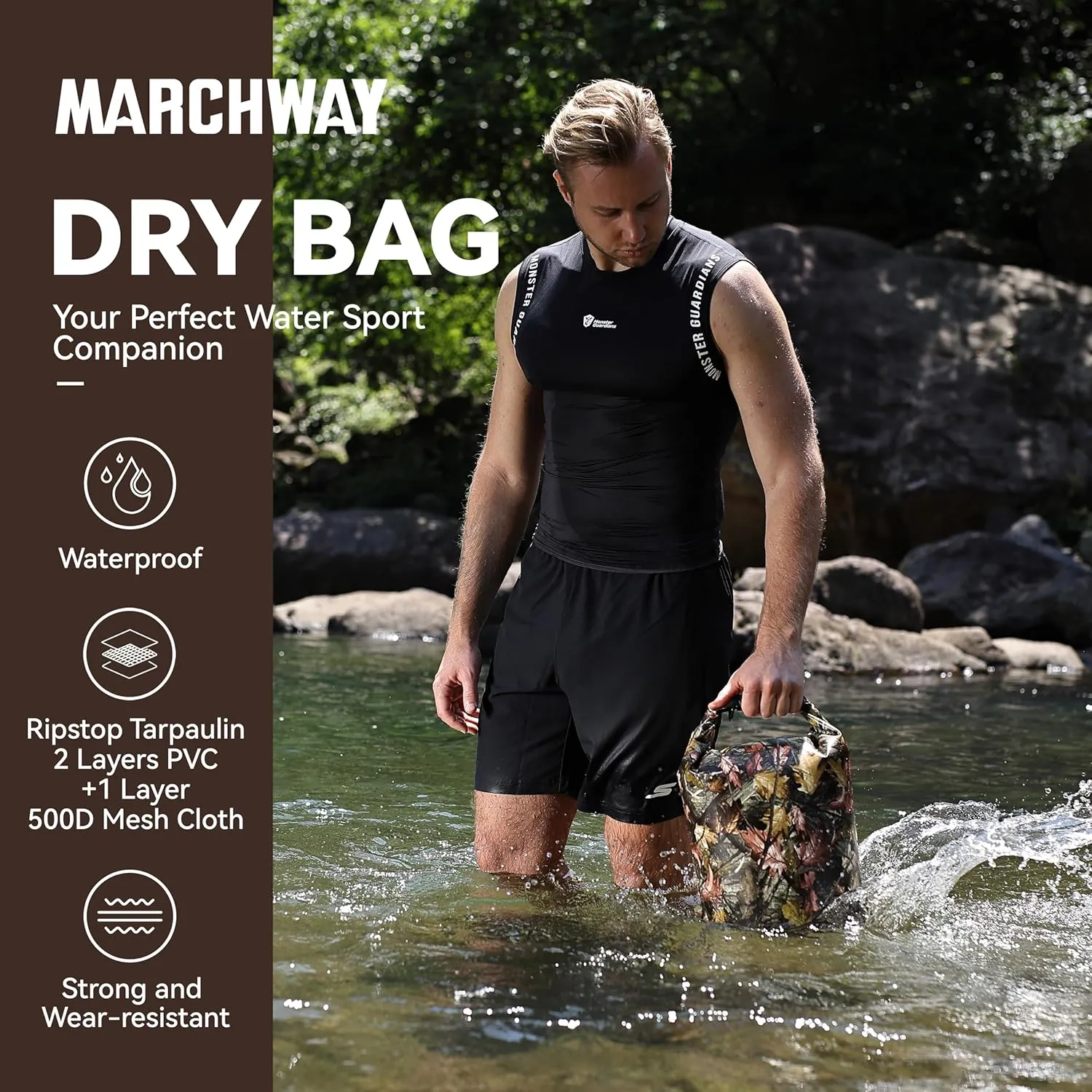 MARCHWAY Floating Waterproof Dry Bag Backpack 5L/10L/20L/30L/40L, Roll Top Sack Keeps Gear Dry for Kayaking, Rafting, Boating, Swimming, Camping, Hiking, Beach, Fishing