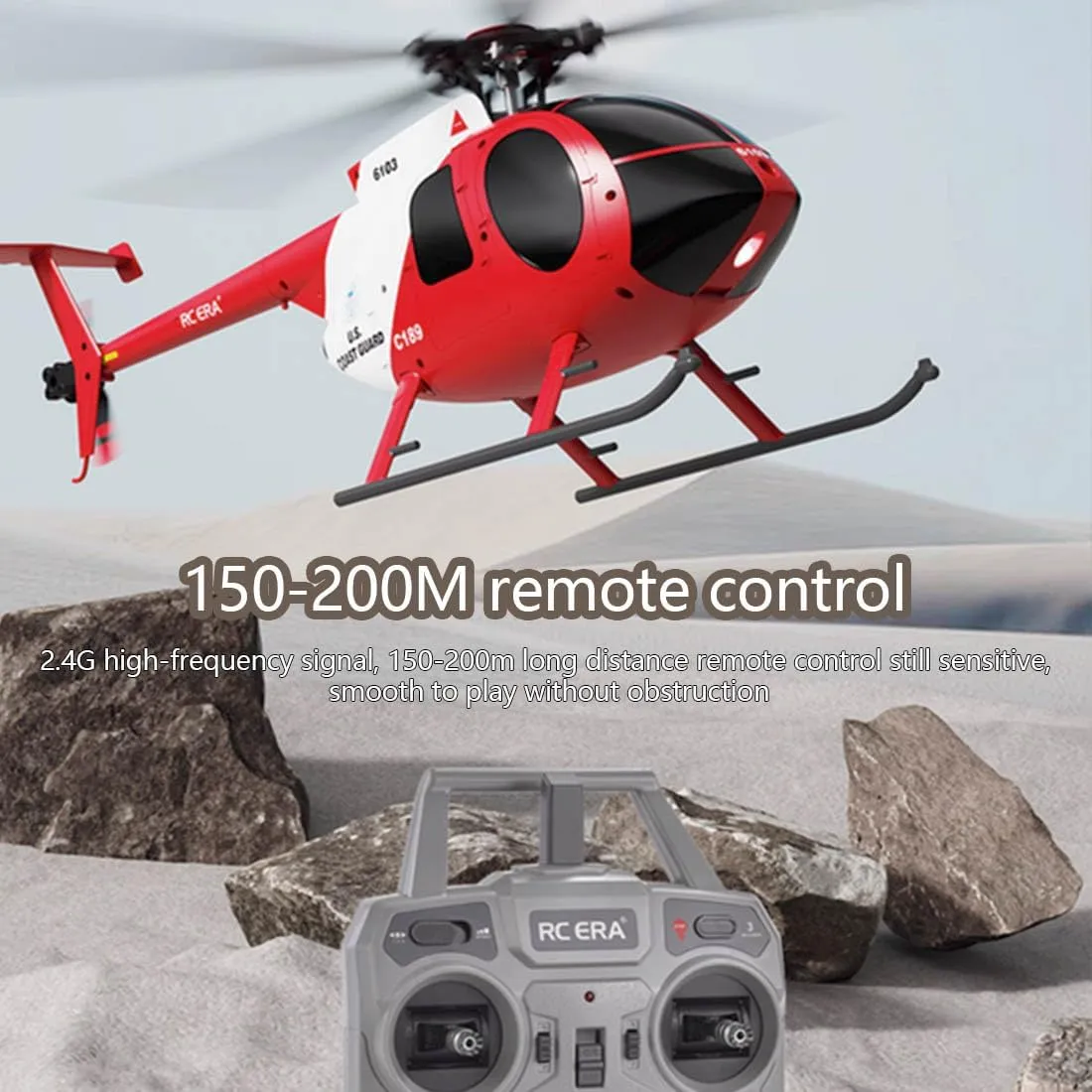 MD500 C189 RC Helicopter, Aircraft Model 1/28 2.4G 4CH Single-Rotor Helicopter Model with 6-axis Gyroscope & Dual Brushless Motors for Beginners Adults Boys(RTF Version/Army Green)