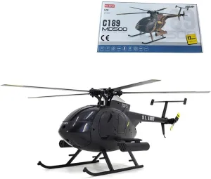 MD500 C189 RC Helicopter, Little Bird Aircraft 1/28 2.4G 4CH Single-Rotor Military Helicopter with 6-Axis Gyro, Dual Brushless Motors Remote Control Airplane for Beginner Adults Kids