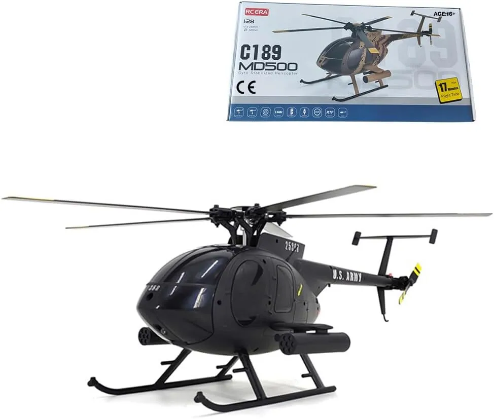 MD500 C189 Remote Control Helicopter, 2.4G 1/28 4CH RC Single-Rotor Helicopter RC Aircraft Plane Toys with 6-axis Gyro, Altitude Hold, One Key Take Off/Landing - RTF Version