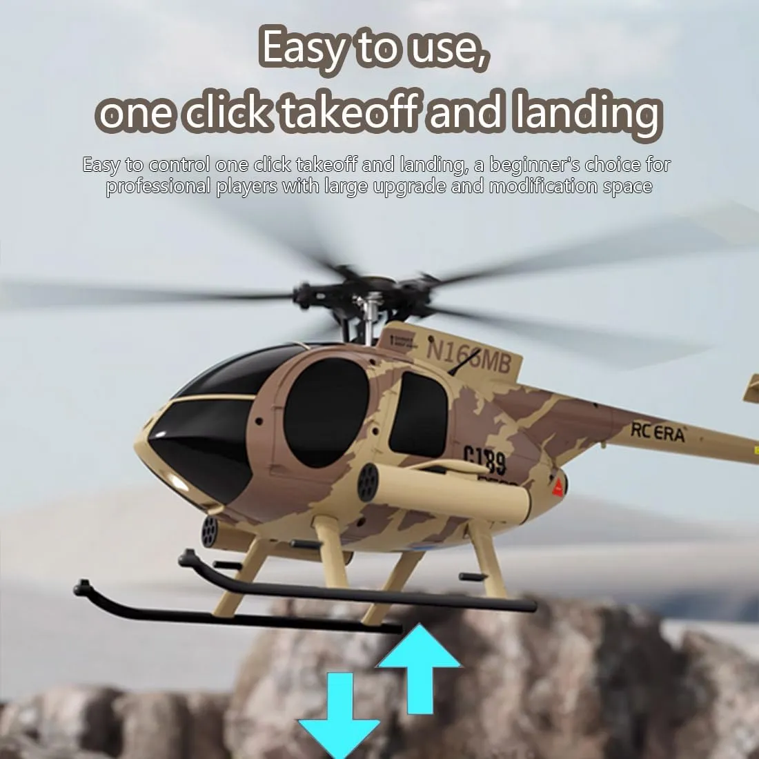 MD500 C189 Remote Control Helicopter for Adults, 1/28 Scale 2.4G 4CH Little Bird Single-Rotor with 6-Axis Gyro and Brushless Motor, RC RTF Altitude Hover Aircraft, 2 Batteries