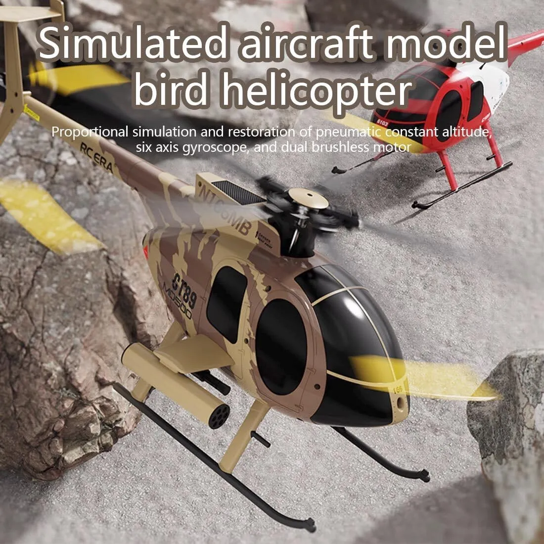 MD500 C189 Remote Control Helicopter for Adults, 1/28 Scale 2.4G 4CH Little Bird Single-Rotor with 6-Axis Gyro and Brushless Motor, RC RTF Altitude Hover Aircraft, 2 Batteries
