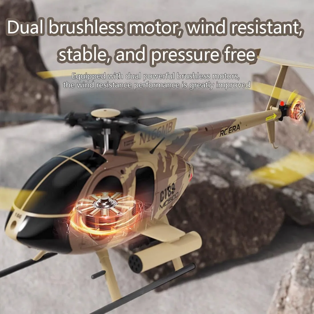 MD500 C189 Remote Control Helicopter for Adults, 1/28 Scale 2.4G 4CH Little Bird Single-Rotor with 6-Axis Gyro and Brushless Motor, RC RTF Altitude Hover Aircraft, 2 Batteries