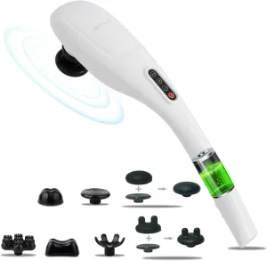 MEGAWISE Cordless Back Massager for Shoulders, Waist, Legs, Rechargeable 3200mAh Battery, 5 Speed and 5  2 Massage Nodes 5 Hard, 2 Silicone Nodes, Massage While Moving Around (Off White Cordless)