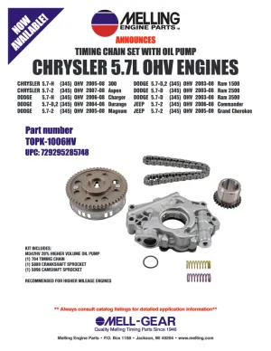 Melling High Volume Oil Pump and Component Kit  5.7 Pre-Eagle and 6.1 Hemi
