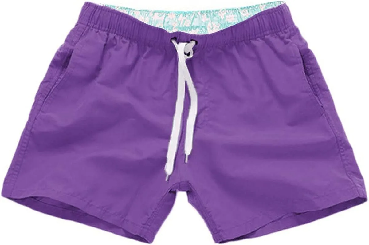 Men's Swim Trunks Three Shorts Quarter Quick Beach Pants Swim Men's Plain Dry Men's Swimwear Bathing Suit Swimming