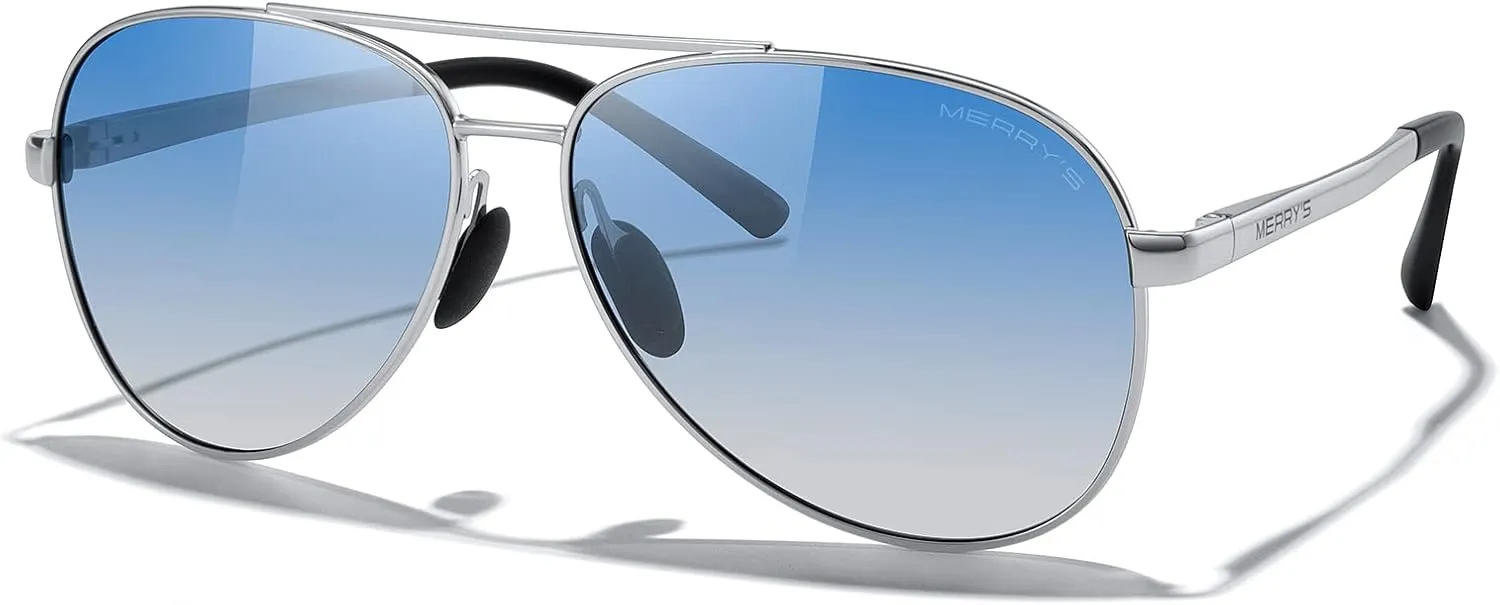 MERRY'S Aviator Sunglasses for Men Women - Polarized Driving Sun glasses Mirrored Lens UV 400 Protection 58 MM