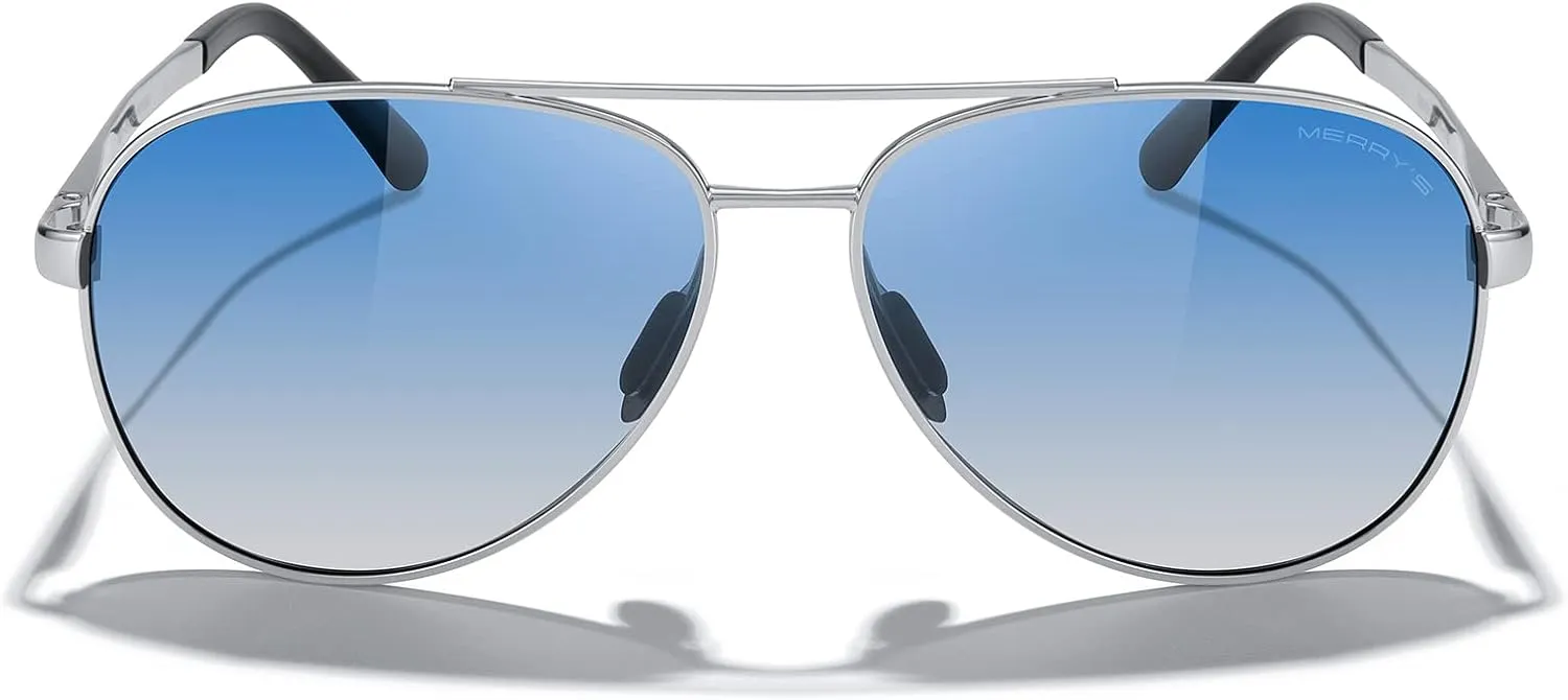 MERRY'S Aviator Sunglasses for Men Women - Polarized Driving Sun glasses Mirrored Lens UV 400 Protection 58 MM