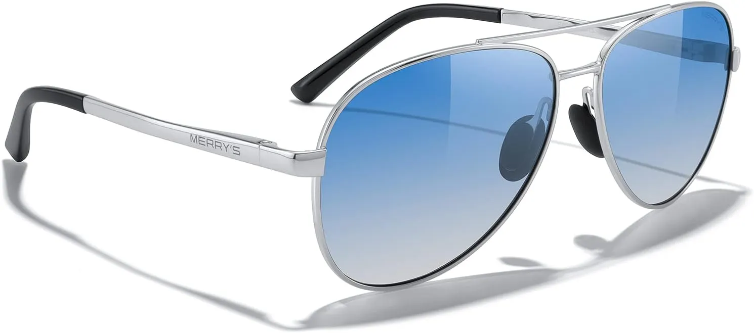 MERRY'S Aviator Sunglasses for Men Women - Polarized Driving Sun glasses Mirrored Lens UV 400 Protection 58 MM
